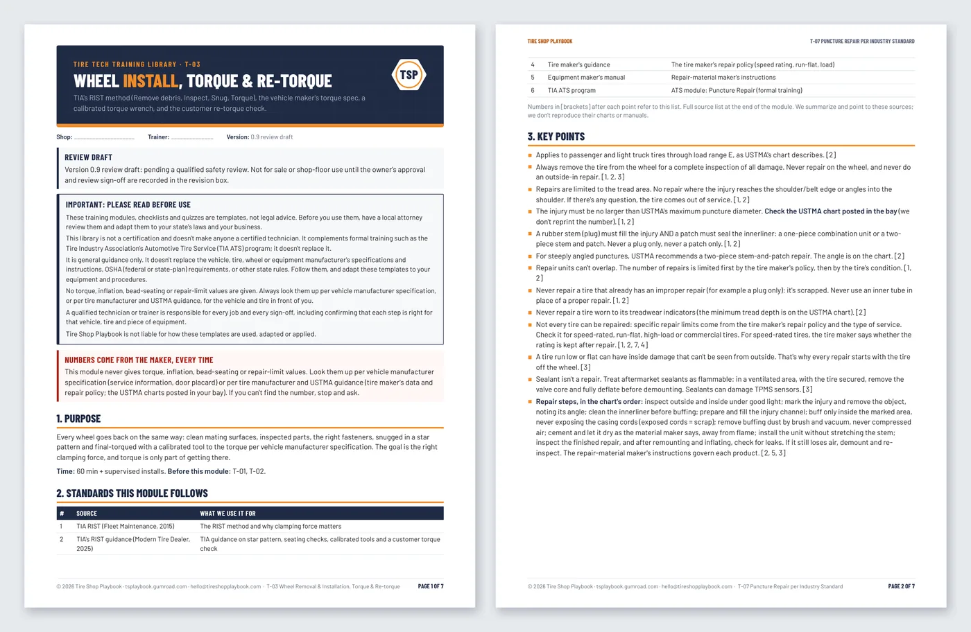 Pages from the training modules.