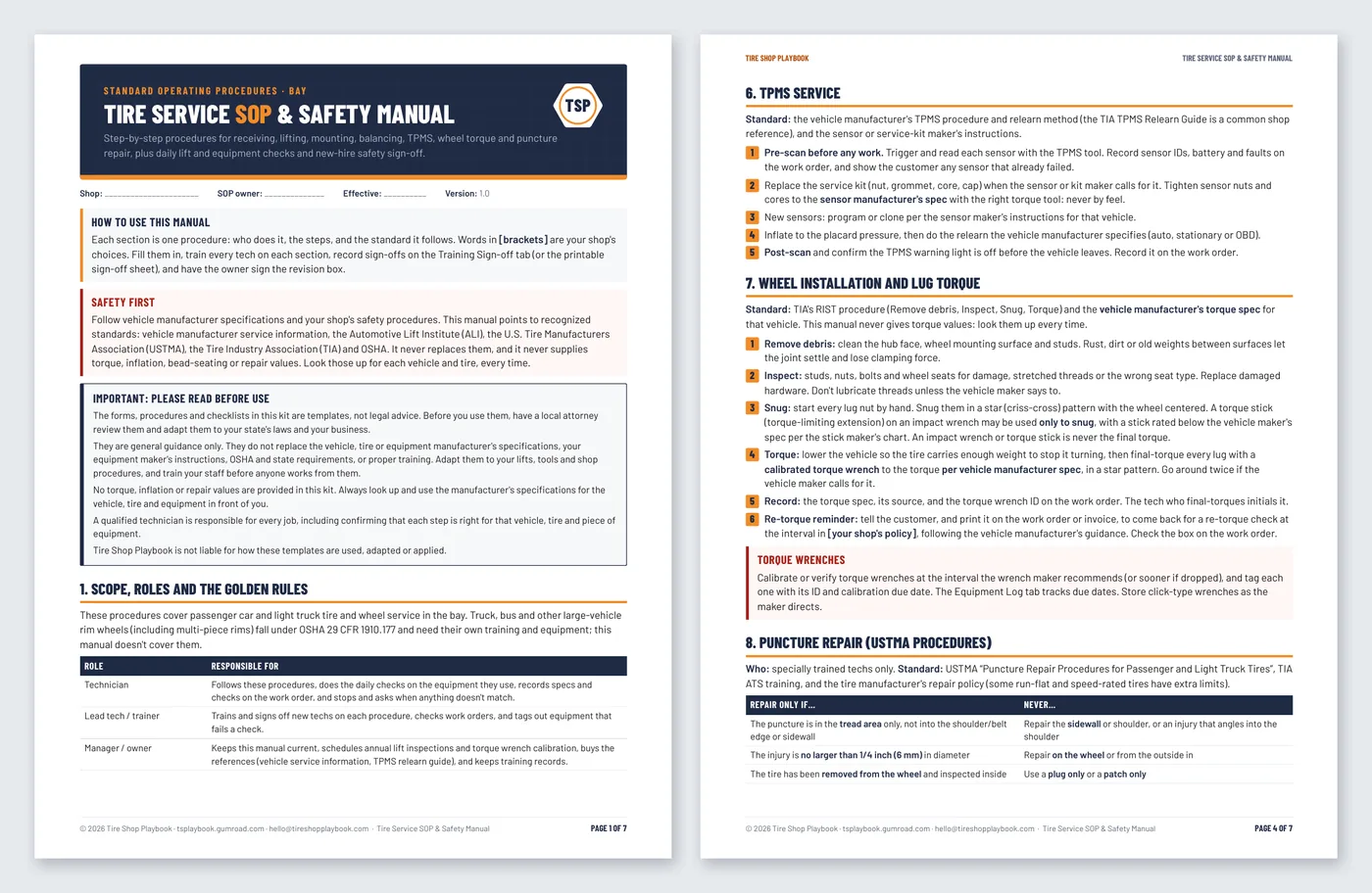 SOP & Safety Manual pages.